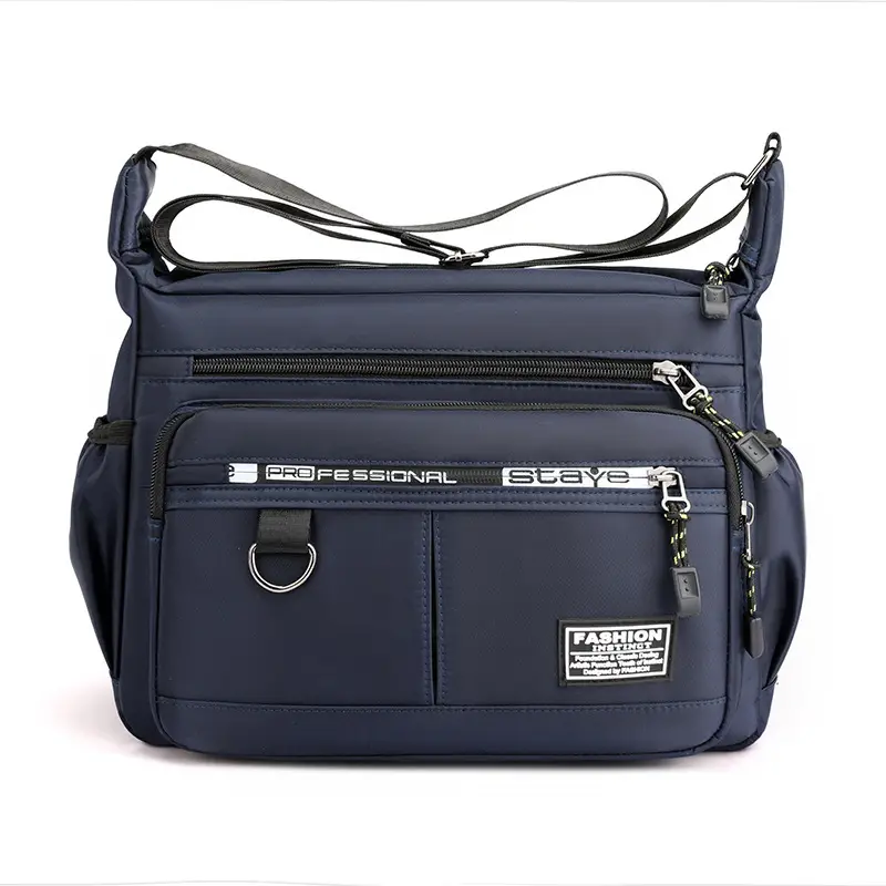 Men's Green Oxford Crossbody Bag Large Multi-Compartment Waterproof - Image 4
