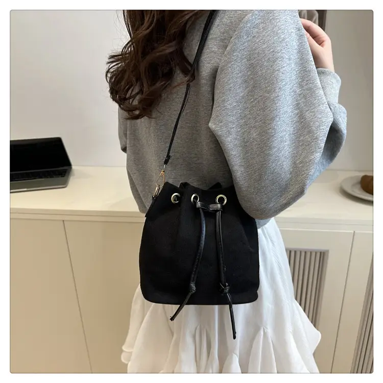 Trendy Beige Suede Bucket Crossbody Bag for Women — feature 18