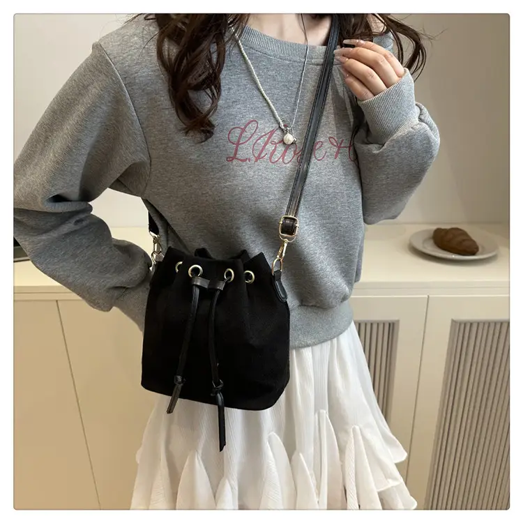 Trendy Beige Suede Bucket Crossbody Bag for Women — feature 19