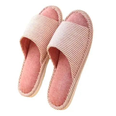Linen Slippers for Men and Women in Summer for Couples Home Use Indoor Non-Slip Thick-Soled Cotton and Linen Home Four-Season Linen Slippers