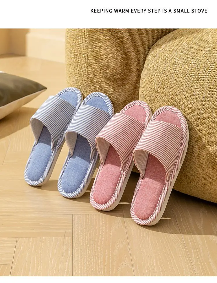 Linen Slippers for Men and Women in Summer for Couples Home Use Indoor Non-Slip Thick-Soled Cotton and Linen Home Four-Season Linen Slippers — feature 18