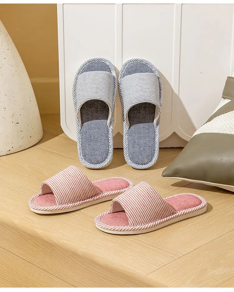 Linen Slippers for Men and Women in Summer for Couples Home Use Indoor Non-Slip Thick-Soled Cotton and Linen Home Four-Season Linen Slippers — feature 20