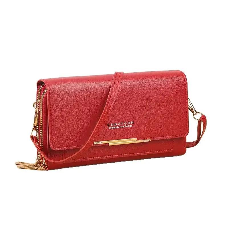 Red Women's Shoulder Crossbody Wallet Bag with Chain Strap - Image 13