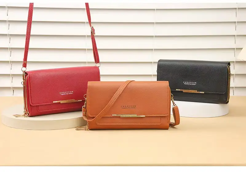 Red Women's Shoulder Crossbody Wallet Bag with Chain Strap — feature 11