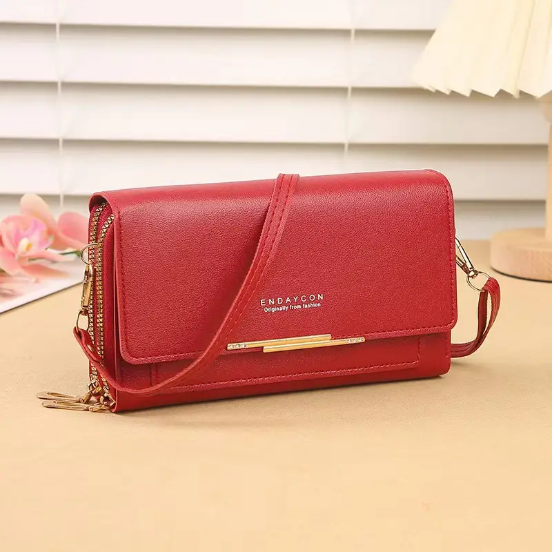 Red Women's Shoulder Crossbody Wallet Bag with Chain Strap - Image 2