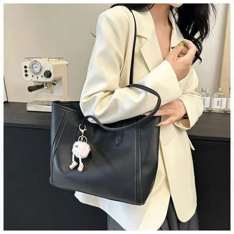 Korean Style Cream Shoulder Bag with Cute Charm - Image 20