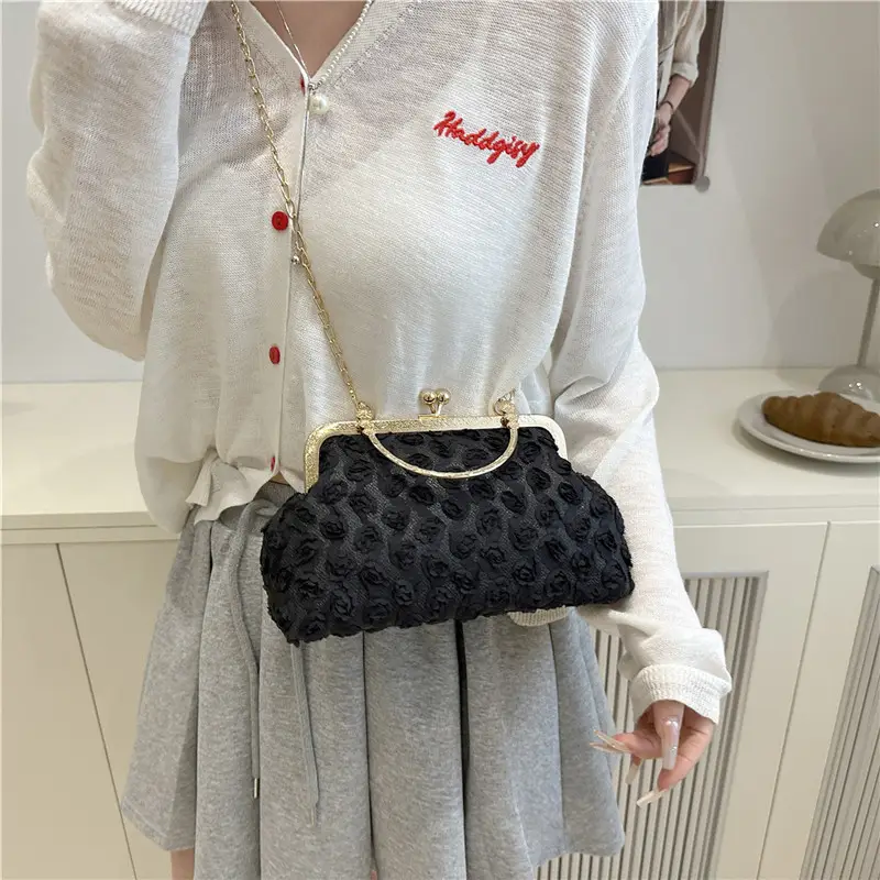 Purple Textured Chain Shell Bag for Women
