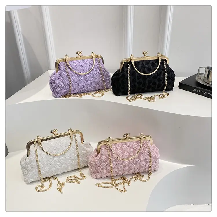 Purple Textured Chain Shell Bag for Women — feature 13