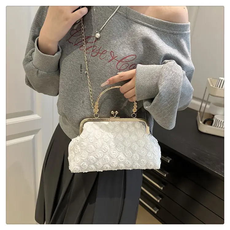 Purple Textured Chain Shell Bag for Women — feature 15