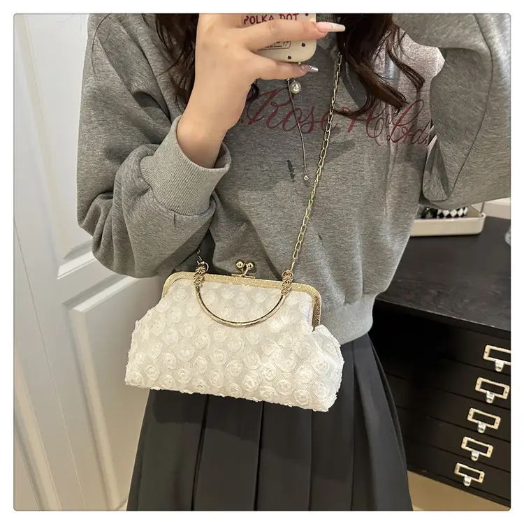 Purple Textured Chain Shell Bag for Women — feature 16