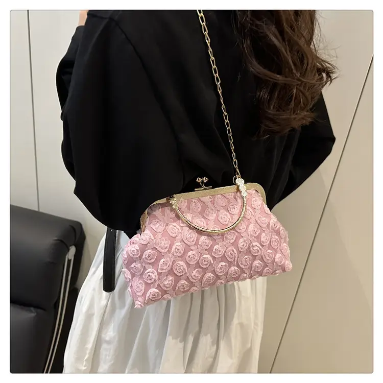 Purple Textured Chain Shell Bag for Women — feature 21