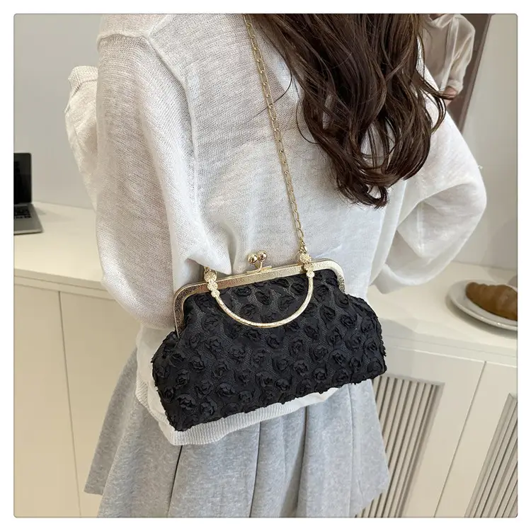 Purple Textured Chain Shell Bag for Women — feature 23