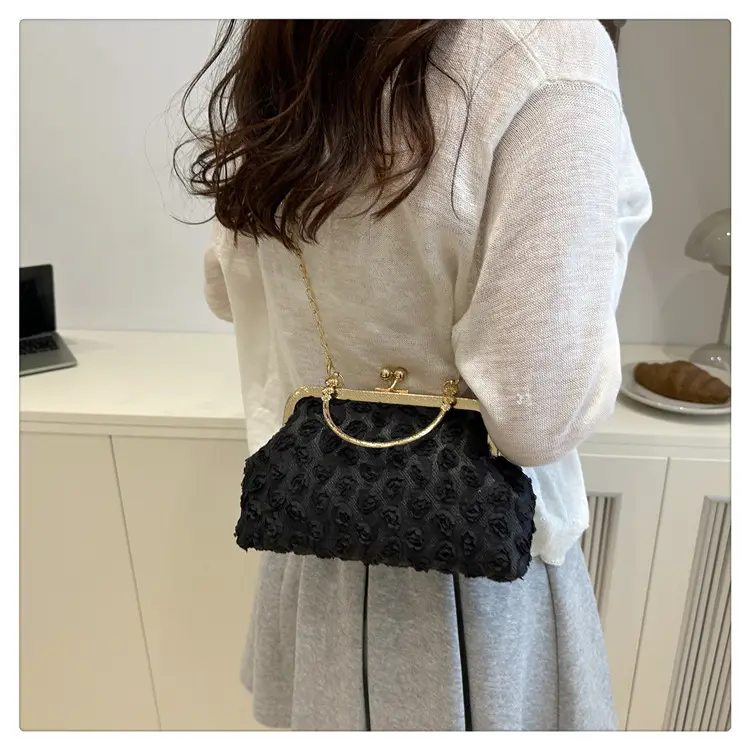Purple Textured Chain Shell Bag for Women — feature 25