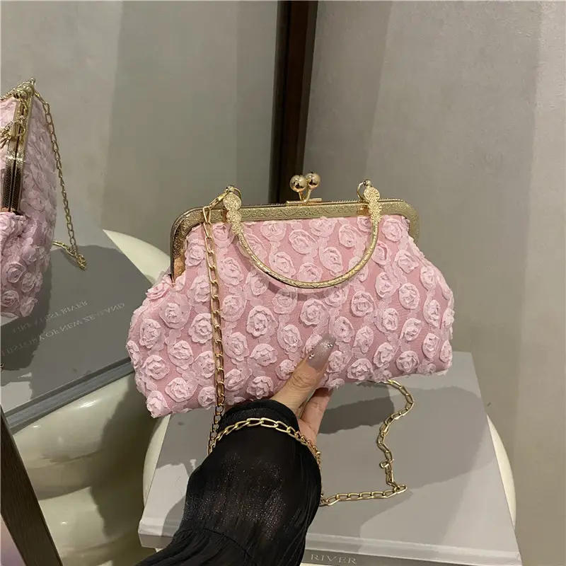 Purple Textured Chain Shell Bag for Women