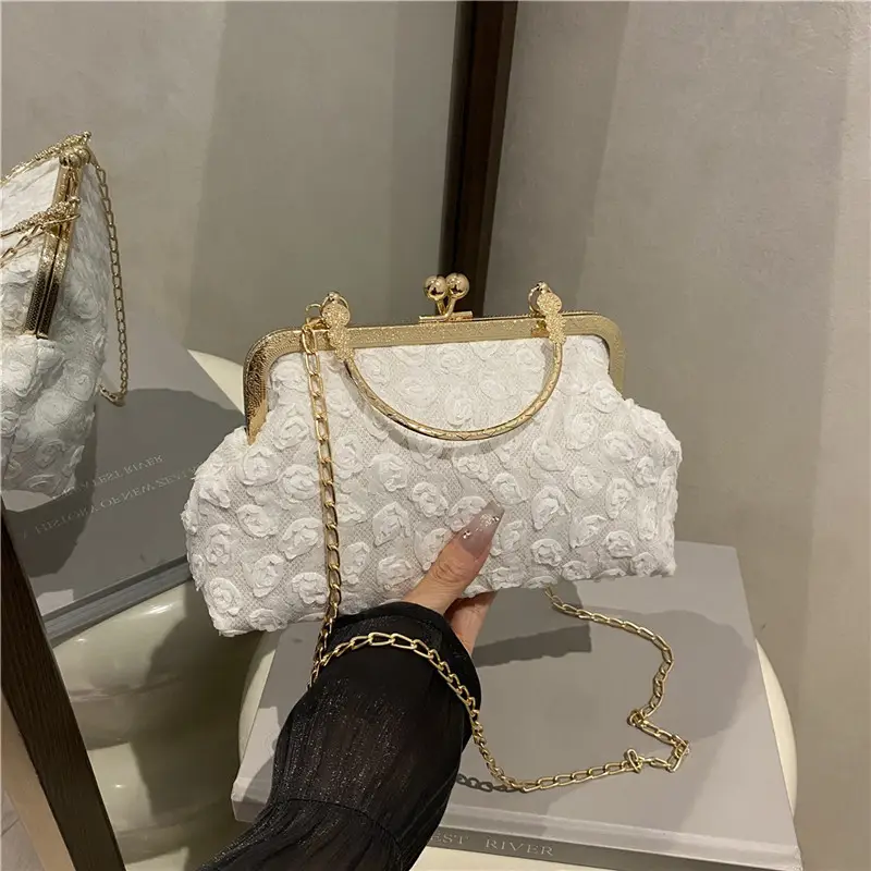 Purple Textured Chain Shell Bag for Women