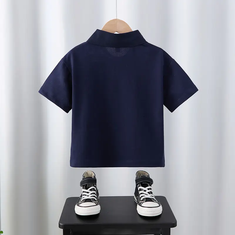 Men Polo Shirt Star Embroidered Navy Blue - Image 2