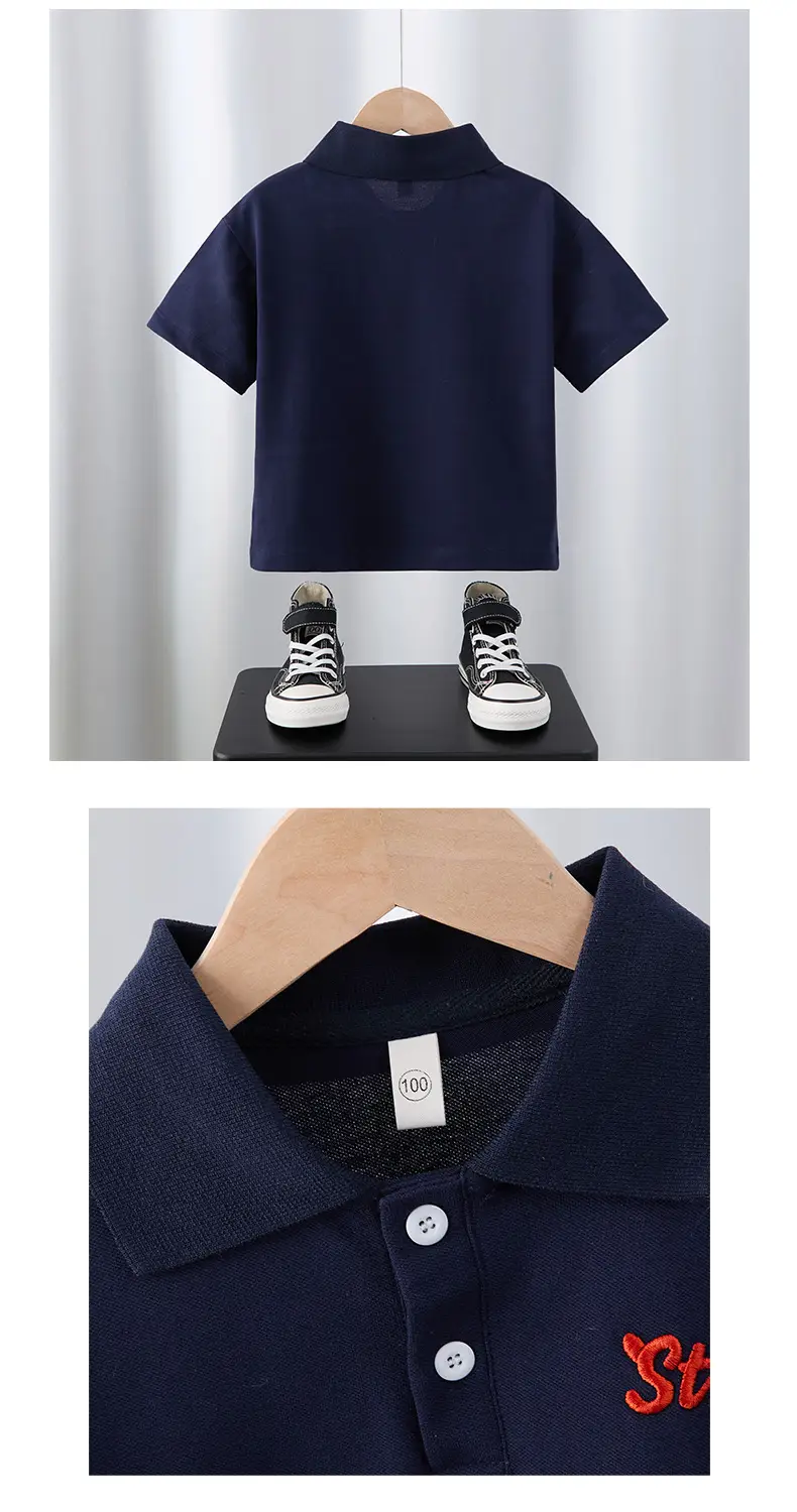 Men Polo Shirt Star Embroidered Navy Blue — feature 4