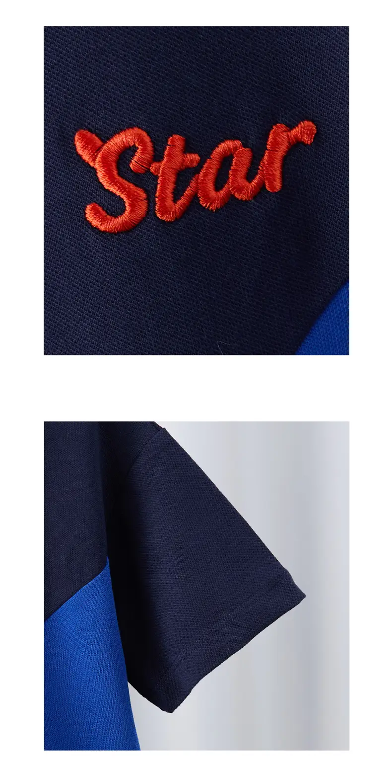 Men Polo Shirt Star Embroidered Navy Blue — feature 5