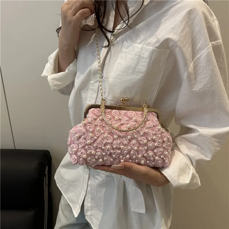2025 Summer White Pearl Clip Shoulder Bag - Image 7