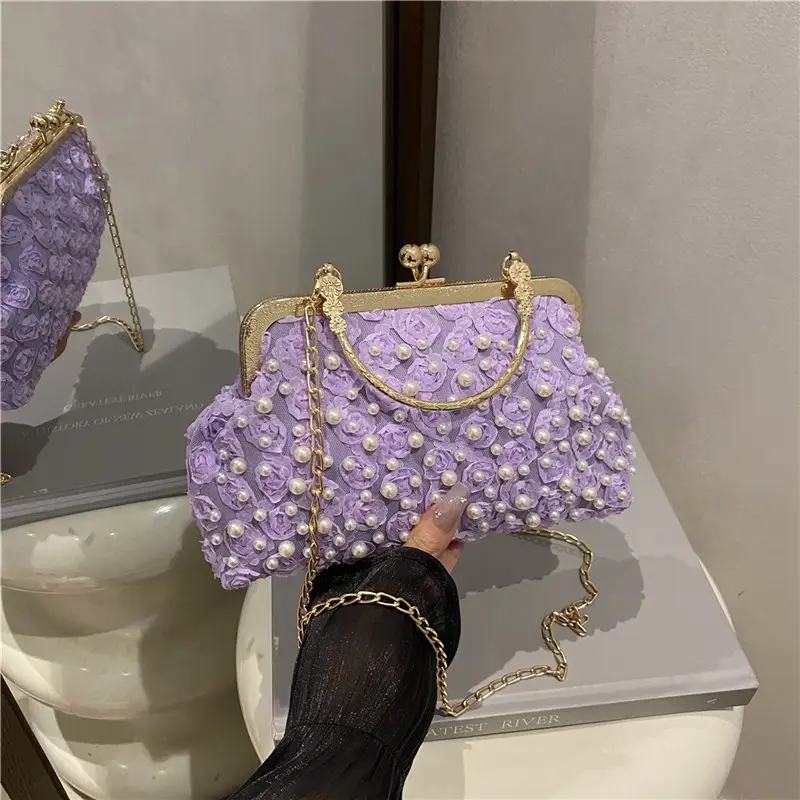 2025 Summer White Pearl Clip Shoulder Bag - Image 4