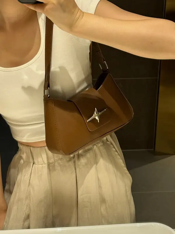 Brown Leather Armpit Bag for Women 2025 - Image 8
