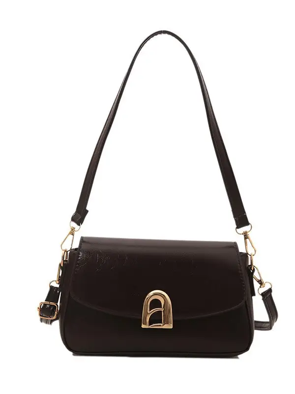 2026 Women's Brown Leather Shoulder Crossbody Bag with Gold Clasp - Image 10