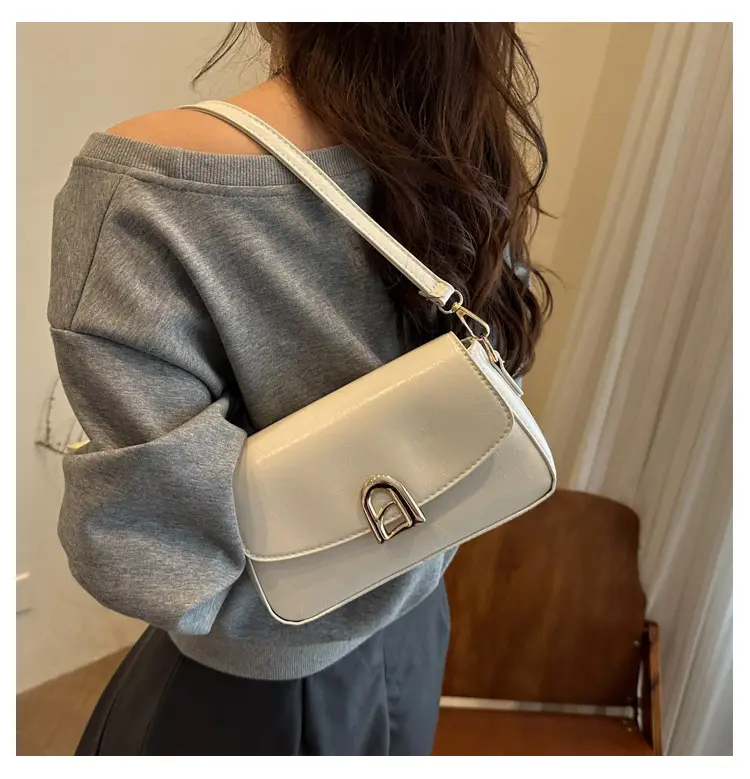 2026 Women's Brown Leather Shoulder Crossbody Bag with Gold Clasp — feature 14