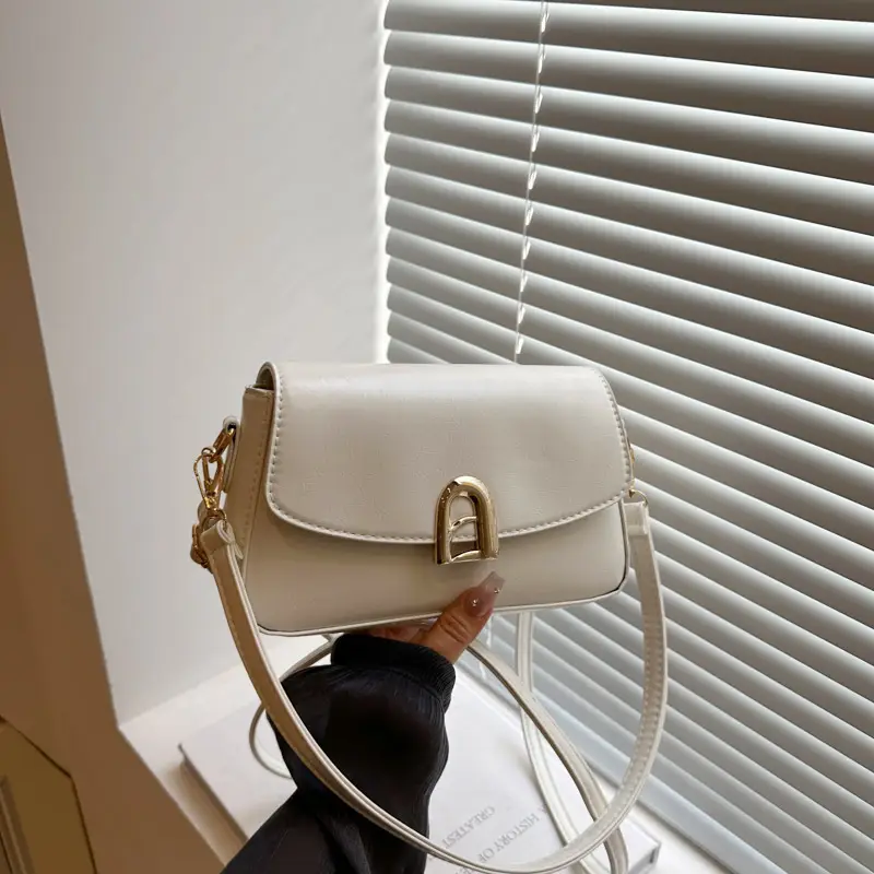 2026 Women's Brown Leather Shoulder Crossbody Bag with Gold Clasp - Image 2