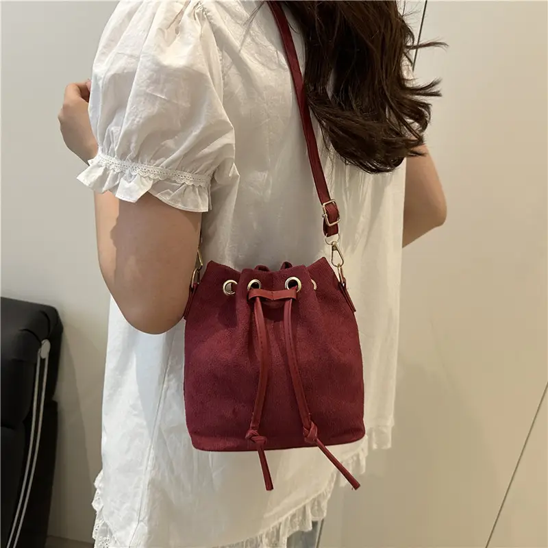 Beige Drawstring Shoulder Bag for Women 2025