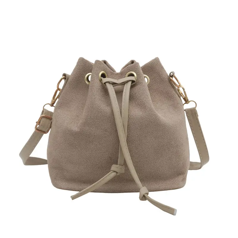Beige Drawstring Shoulder Bag for Women 2025