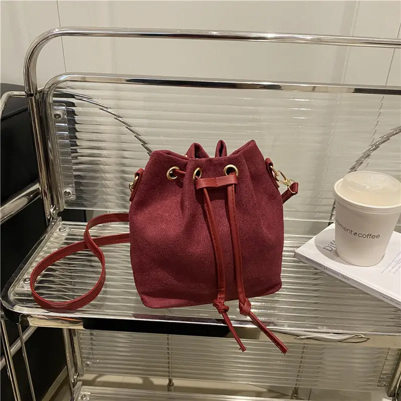 Beige Drawstring Shoulder Bag for Women 2025