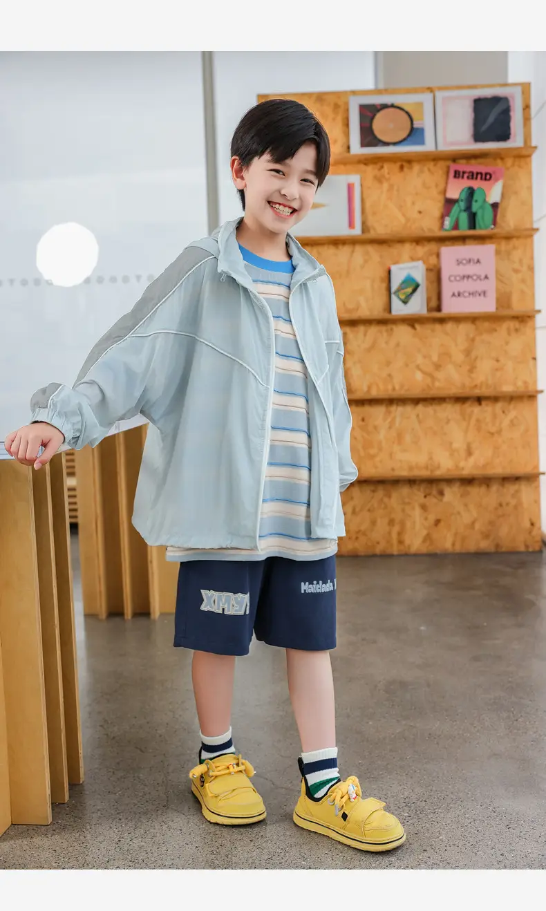 2025 Boys Striped T-Shirt Yellow Blue Round Neck — feature 28