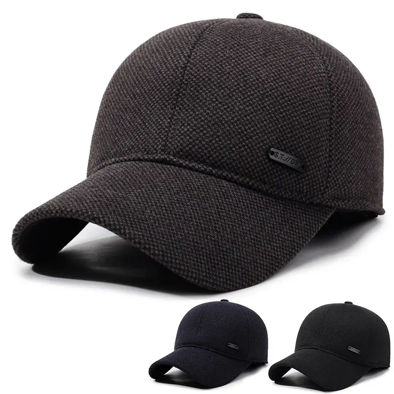 Men Woolen Winter Cap Black Ear Protection - Image 4