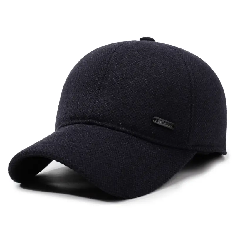 Men Woolen Winter Cap Black Ear Protection - Image 3