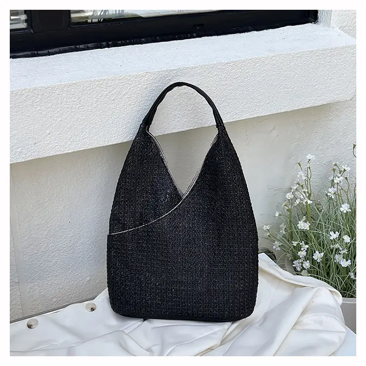 Multi Color Striped Woven Shoulder Bag Large Capacity Women — feature 30