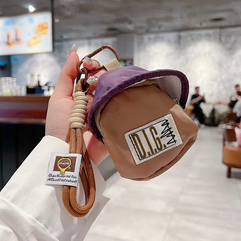Cute Mini Bag Mushroom Coin Purse Headphone Bag Portable Hook Storage Coin Small School Bag Mobile Phone Pendant Short Rope