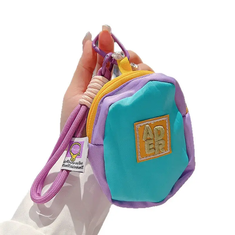 Cute Mini Bag Mushroom Coin Purse Headphone Bag Portable Hook Storage Coin Small School Bag Mobile Phone Pendant Short Rope