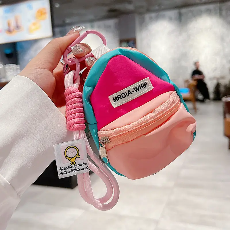 Cute Mini Bag Mushroom Coin Purse Headphone Bag Portable Hook Storage Coin Small School Bag Mobile Phone Pendant Short Rope — feature 4