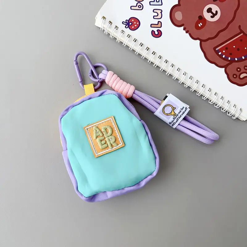 Cute Mini Bag Mushroom Coin Purse Headphone Bag Portable Hook Storage Coin Small School Bag Mobile Phone Pendant Short Rope