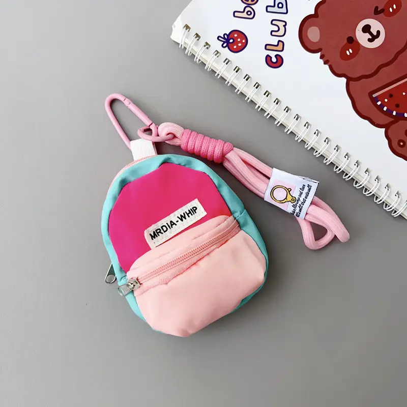 Cute Mini Bag Mushroom Coin Purse Headphone Bag Portable Hook Storage Coin Small School Bag Mobile Phone Pendant Short Rope