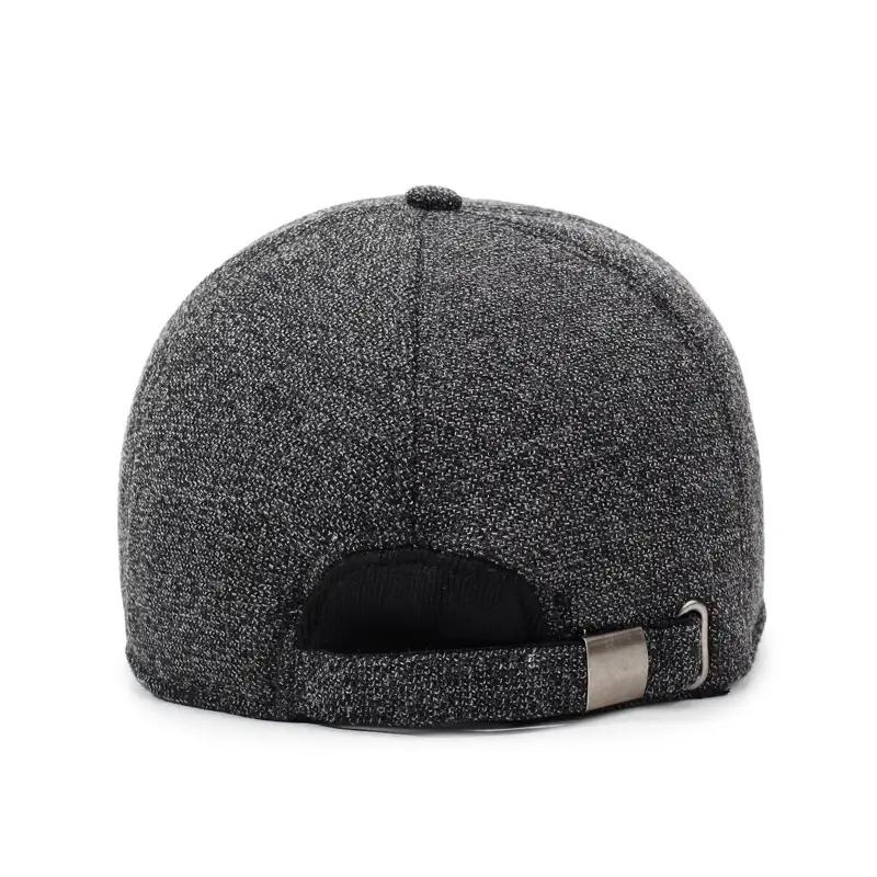 Elderly Men Grey Beanie Cap with Ear Protection