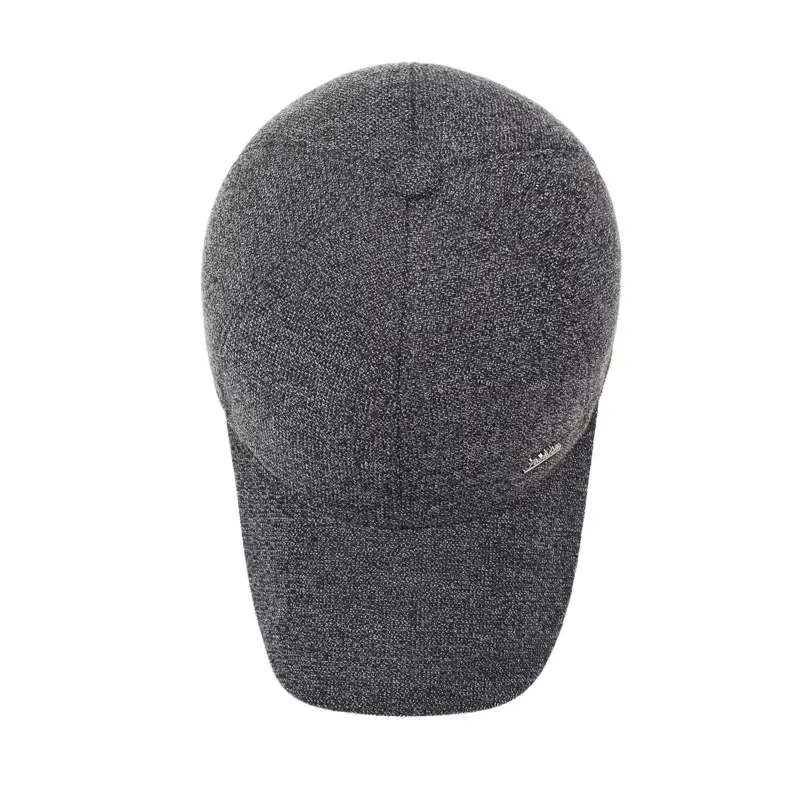 Elderly Men Grey Beanie Cap with Ear Protection
