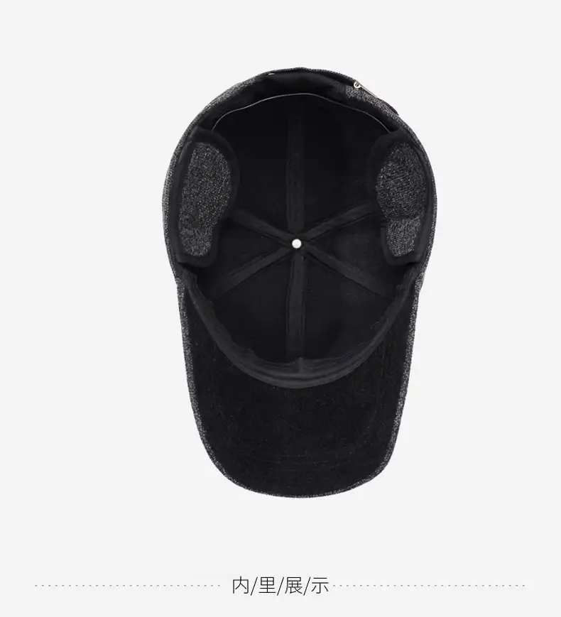 Elderly Men Grey Beanie Cap with Ear Protection — feature 13