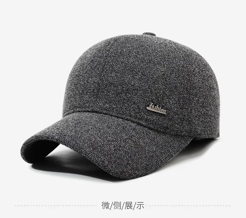Elderly Men Grey Beanie Cap with Ear Protection — feature 9