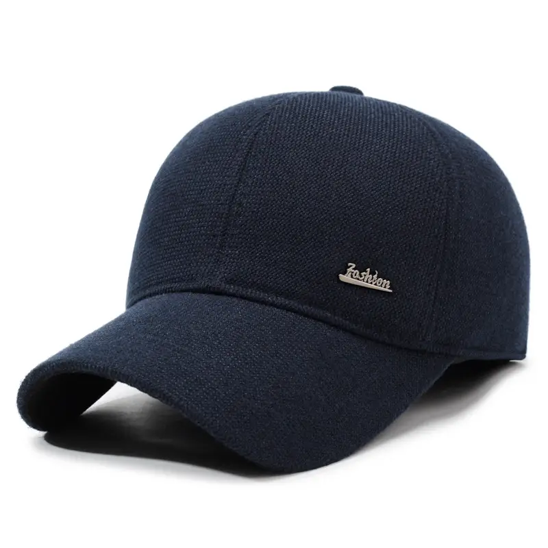 Elderly Men Grey Beanie Cap with Ear Protection