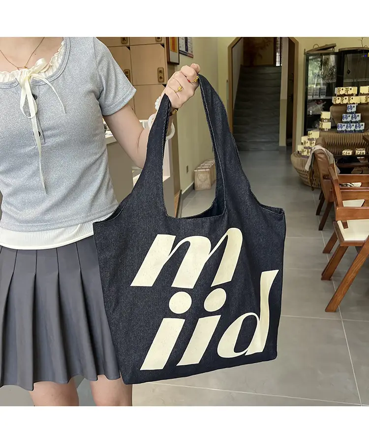 Double-Sided Printed Korean Ins Denim Vest Bag Large Letter Tote — feature 1