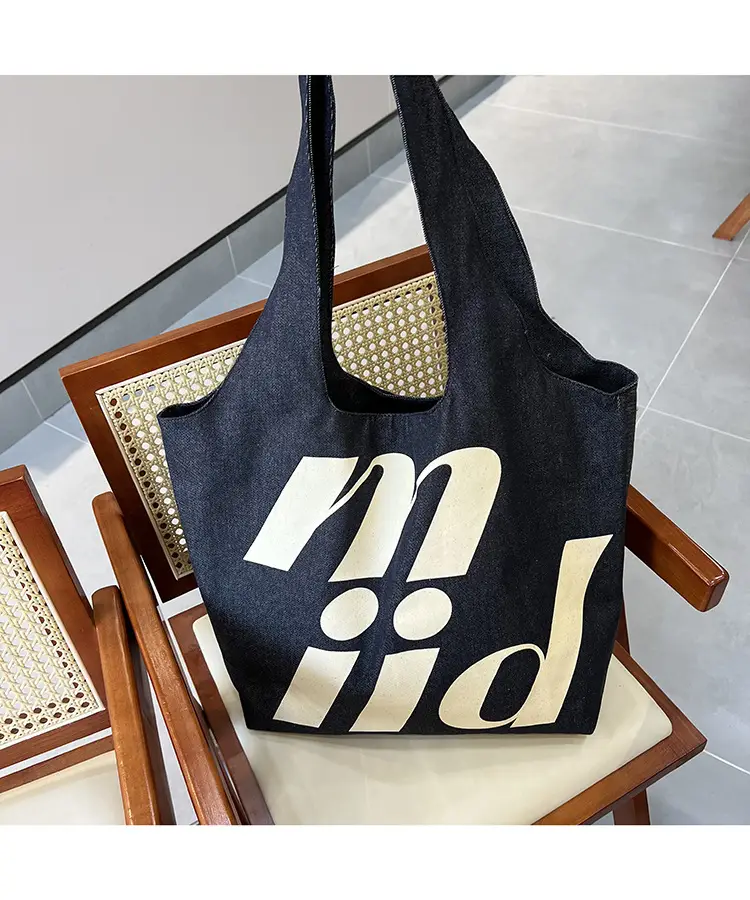 Double-Sided Printed Korean Ins Denim Vest Bag Large Letter Tote — feature 15