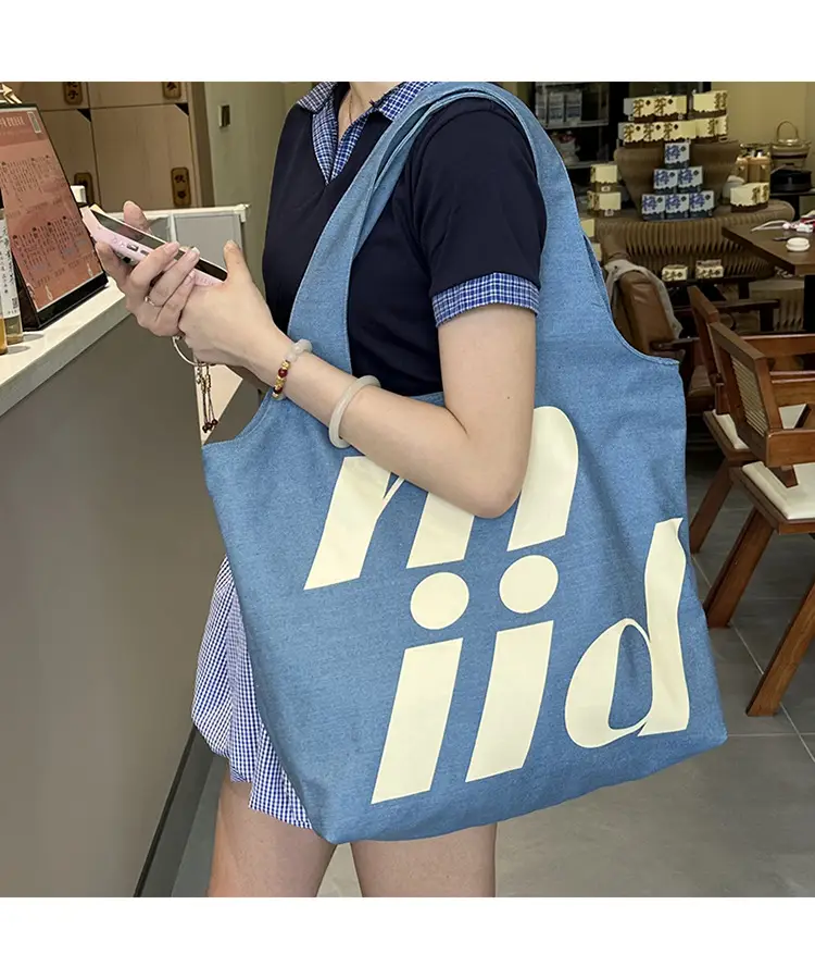 Double-Sided Printed Korean Ins Denim Vest Bag Large Letter Tote — feature 18