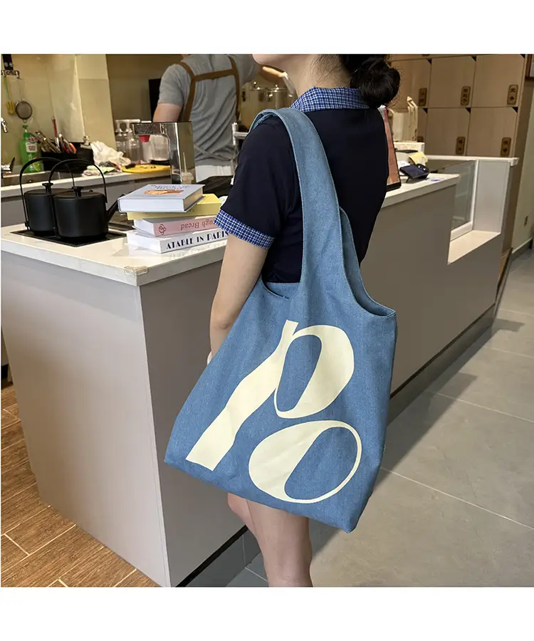 Double-Sided Printed Korean Ins Denim Vest Bag Large Letter Tote — feature 19