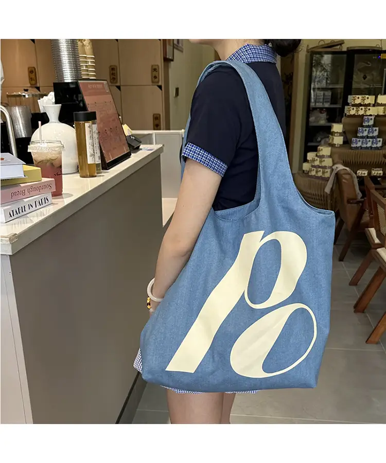 Double-Sided Printed Korean Ins Denim Vest Bag Large Letter Tote — feature 20